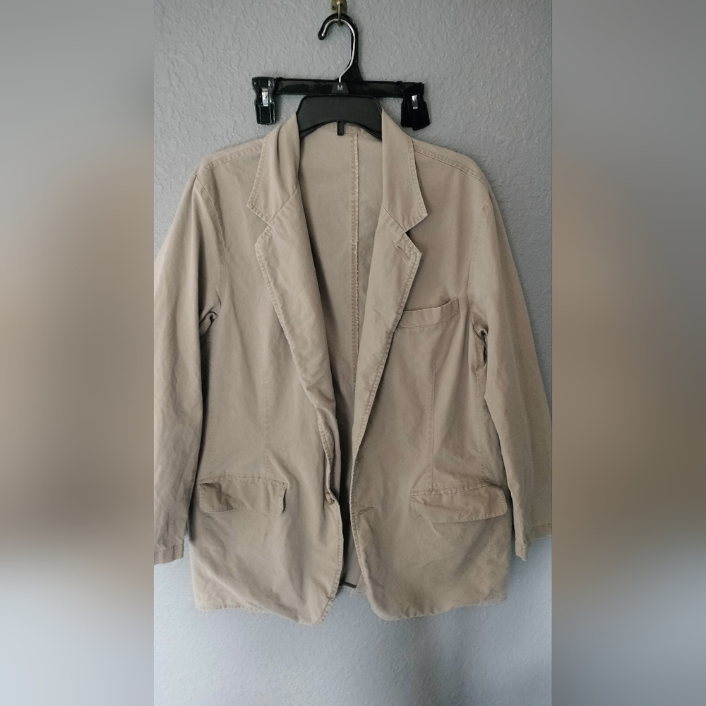 Vintage LL Bean Jacket Mens 42 Tall Khaki Cotton Blazer 2 Button Sports Coat